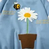 Spring Autumn Baseball Jacket Men Suede Daisy Bee Towel Embroidery Harajuku Casual Streetwear College Patch Leather Bomber Coat 220301