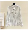 Women's Blouses & Shirts Spring Elegant Chiffon Dot Bow Work Shirt OL Lady Long Sleeve Casual Basic Blouse Top Blusa