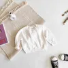 Baby Girls Knitted Hollow Coat Spring Sweet Princess Solid Color Cardigan Sun Proof Air Conditioning Shirt Long Sleeve 210429
