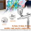 Profesyonel Airbrush Set Model Yapma Sanat Boyama ile G1 / 8 Adaptörü WRentch 2 Sıvı Bardaklar 2 Beedees 2 Nozullar Airbrush Kiti 210719