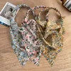 Trójkąt Bandanas Hairband Floral Print Scrunchies Scarf Pałąk Elastyczne Zespoły Do Włosów Turban Headwrap Kobiety Akcesoria Zyy791