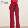 Plazson herfst winter vrouwen gorded palazzo broek losse lange broek hoge taille brede beenbroek streetwear pantalones 211124