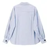 Mulheres Blue Temperamento Blata Grande blusa lapela Lanterna Lanterna Lanterna solta Camisa Fit Fashion Maré Primavera outono 2021 V898 Bloups feminino Shir