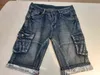 Jeans män korta byxor sommar casual streetwear mens kläder hip hop jeans ficka skinny denim jean byxa shorts blå 211120