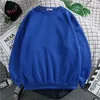 Solid Color Sweatshirts Men's Round Neck Pullover Casual Hoodless Top Loose Bottoming Shirt Fashion Men Clothes Streetwear2021 Hoodies &