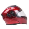 Kaski motocyklowe Uniwersalny pełna otwarta twarz modułowa flip up Dual Visor Street Hełm Red M-2XL