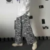 Pantalon droit version coréenne pantalon de style Harajuku motif zèbre lâche jambe large décontracté pour hommes et femmes 210526