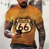 Мужские футболки мужские футболки Cool 66 Pattern 3D печать футболки свободно негабаритные моды круглые шеи одежда с коротким рукавом