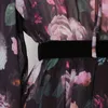 Elegancki Drukuj Kwiatowy Sukienka Dla Kobiet Stojak Kołnierz Latarnia Rękaw Wysokowy Talia Lace Up Bowknot Szyfonowe Suknie Kobiet 210520