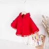 Baby Mädchen Mantel Oberbekleidung Rot Frühling Herbst Kleinkind Mit Kapuze Cape Jumper Mantel Baumwolle Kleinkind Kinder Strickjacke Poncho Kleidung 211023