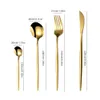 24pcs guld dinnerware rostfritt stål porslin Kniv gaffel sked silvervara säkert bestick set kök tillbehör 210317