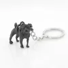 Vintage Silver Plated Cute Pug chain Dog Animal Chain ring Bag Charm Women Man Child Pet Jewellery Whole Key Ring