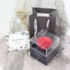 Present Wrap Valentine's Day Box med tvålblomma och låda grå/grön ringlagring för små smycken Mowa