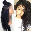 Diva1 Kinky Curly 360 Lace Frontal Wig Pre Plucked Deep Wave Transparenta Full Naturliga Human Hair Wigs HD Schweiziska Osynliga Knots 180% Täthet