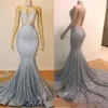 2021 Backless Mermaid Long Evening Dresses Hang Neck Tulle Appliques 구슬 스팽글 커스텀 공식 이브닝 가운 무도회 파티 D2982991