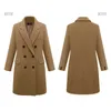 Plus Storlek Höst Vinter Kvinnor Coats Casual Solid Wool Jackor Blazers Elegant Lapel Dubbelbröst Tjocka Långa Ladies 210526