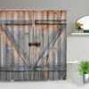 Gammal Vintage Wood Doors Dusch Gardiner Dekorativ Vattentät Polyester Tyg Badrum Gardin Set Hembad dekor med krokar 211116