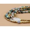 Natural India Onyx с семенными бусинами Шурдоп Подвеска 3 слоистые ожерелье Богемия из бисера Ожерелья капли