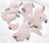 natural pink Rose quartz crystal crescent moon shape charms pendants for DIY jewelry making Wholesale