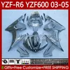 OEM FALTINGS ل YAMAHA YZF-R6 YZF R 6 600 CC YZF600 YZFR6 03 04 05 Body 95No.11 YZF R6 600CC 2003 2004 2005 CONLING YZF-600 03-05 دراجة نارية للأطفال كيت لامعة أسود