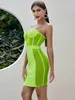 Femmes Sexy Designer Chian Neon Green Bandage Dress Soirée Celebrity Mech Elegant Party 210527