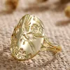 Exquisite 18K Solid Gold Carved Flower and Bird Ring for Women Bridal Anniversary Engagement Wedding Girlfriend Mom Wife Birthday Gift Jewelry