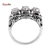 Szjinao Diament dla Cyrkon Kamienice 925 Sterling Silver Pierścionki Carve Fowers Cyrkonia Palcowe Ring Kobiety Biżuteria