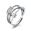 S925 Sterling Silver Fashion Women Tre Rings Smart Index RingTransshipment Perline di trasbordo multircle