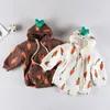 Autumn And Winter Bodysuit Baby Plush Thickened Hoodie Boys Easy Leisure Born Clothes 210429