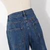 Twotwinstyle listrado jeans flare jeans para mulheres cintura alta casual calças irregulares feminino moda roupas outono 210708