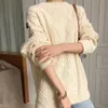 Коренастый витой алмазный образец негабаритного свитера шикарный загуститель абрикос зима женские трикотажные изделия Mujer длинные женские ткань 210601