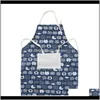 Textiles Home Gardencartoon Cat Design Tablier Avec Poches Coton Lin Sans Manches Anti-Oil Chef Tabliers De Cuisine Outil De Cuisine Qj051 Drop Deli