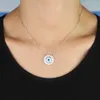 Boho Bohême rond disco turc mal pendentif collier or argent couleur baguette arc-en-ciel cz bijoux pour les yeux