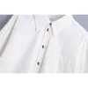 Elegant Women White Turn Down Collar Shirts Fashion Ladies Button Tops Streetwear Female Chic Cotton Loose Blouses 210527