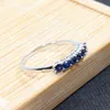 100% Natural Dark Blue Sapphire Ring for Woman 7 PCS 2.5 Mm SI Grade Solid 925 Silver Romantic Gift 211217