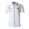 男性のためのデニムシャツウエスタンカウボーイ刺繍入り半袖ボタンブラックホワイトシャツメンズカジュアル1940