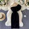 Sexy One Shoulder Slim Bodycon Dress Black Sleeveless Summer Women Elegant Evening Party Vestidos de mujer 210603