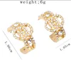 Design de moda marca carta 18k banhado a ouro brincos luxo feminino cristal strass geometria redonda 925 prata orelha loop high7726938