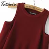 Women's Fashion Bodycon Off Shoulder Knitted Top White Trendy T Shirts Cotton Thread Long Sleeve Sexy Spring Women Tops 210514