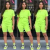 Summer Femmes Tracksuit Deux morceaux Set Designer 2021 Casual Tenue à manches courtes Couleur Solide Couleur Fashion T-shirt Loose T-shirt Jobging Cuisson gratuit DHL