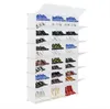 Lagringshållare Racks 12-Tier Portable 72 Pair Sko Rack Organizer 36 Grids Tower Shelf Storage Cabinet Stativ Expanderbar för klackar Stövlar Tofflor Vit