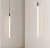 Minimalistisk LED Tube Pendellampa Aluminium Akryl Upphängningsljus Lounge Matbord Sängbord Kreativ hängbelysning