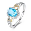 Cluster Rings Classic Oval Cut Multicolor & Blue Pink Light Cubic Zircon Silver Jewelry Women 925 Ring