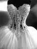 Bollklänning bröllopsklänningar älskling korsett golvlängd prinsessa brudklänningar pärlor spetsar pärlor skräddarsydda