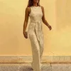 Kvinnors Jumpsuits Rompers Mode Kvinnor Sommar Jumpsuit Solid Sequin Casual Ärmlös Stropplös Broad-Legged Evening Clubwear Jumpsuit # G2