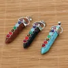 7 Chakra stone pillar Pendulum charms Hexagonal Prism healing Crystal Reiki Point pendant for Necklace jewelry making