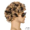 Kinky Curly Men's Synthetic Wig Mix Color Pelucas Perruques de cheveux humains Simulation Human Remy Hair Wigs WIG-M08