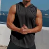 メンズタンクトップ2023メンズシャツ丸首の通気性ソリッドカラー屋外バケーションビーチオフィスのためのゆるい夏のフード付きアンダーシャツデイリーウェア