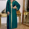 Ethnische Kleidung Elegantes Band-Maxikleid für Frauen Marokkanischer Kaftan Dubai Türkei Muslim Langarm Abaya Arabisch Jalabiat Herbst 2021