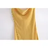 Hsa Summer Women Slip Satin Maxi Dress Backless Lace Up Elegant Shiny Party Midi Dress 210716